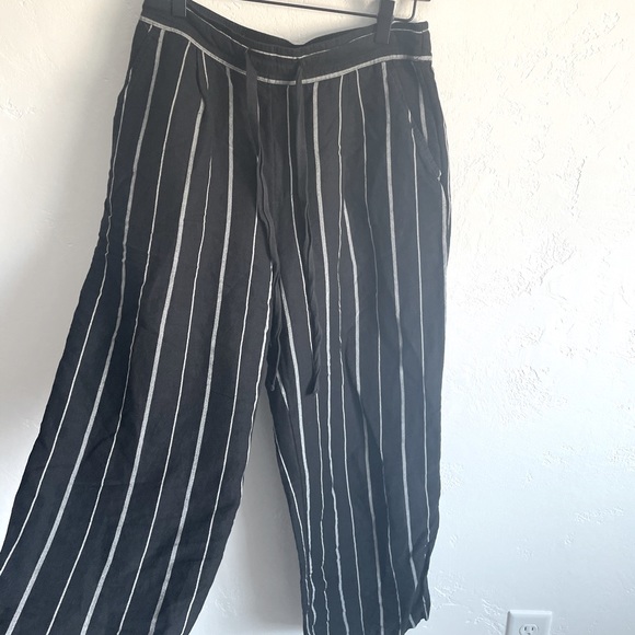 A New Day drawstring casual linen pants (but softer) black and white striped - Picture 1 of 6
